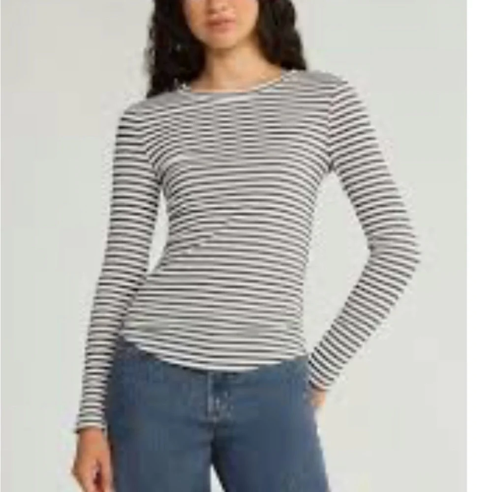 J. Crew Black and White Striped Long Sleeve Tee